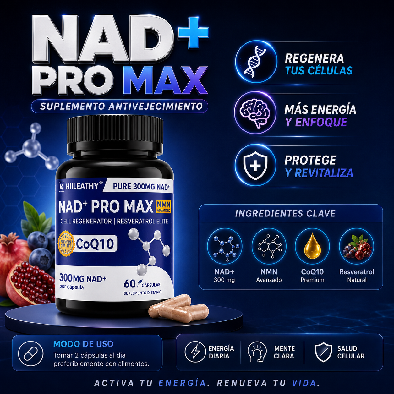 NAD + Promax Suplemento Antivejez